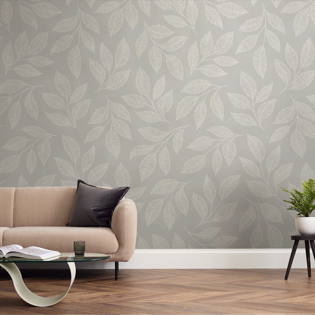 "Flowing Leaves" - Wall Mural in Fog by Brandy Folse - In a Room