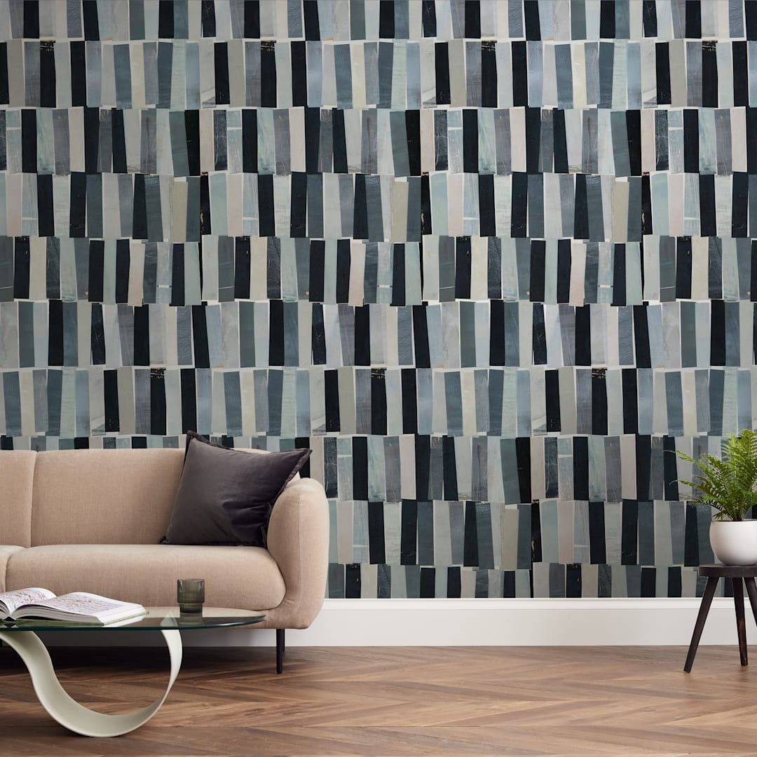 "Tonality" - Wall Mural in Slate by Sara Hicks Malone - In a Room