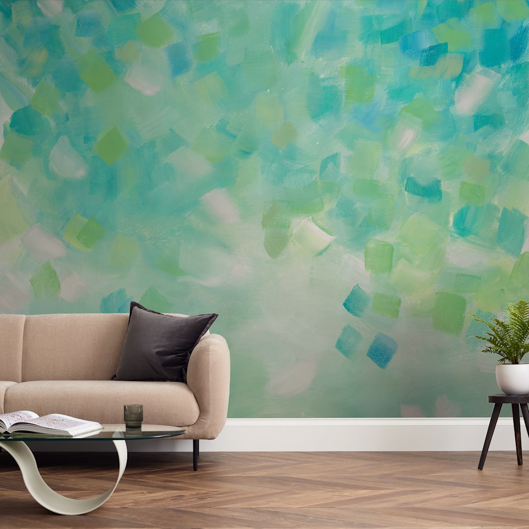 "Bountiful" - Wall Mural in Mint by Amy Gray - In a Room