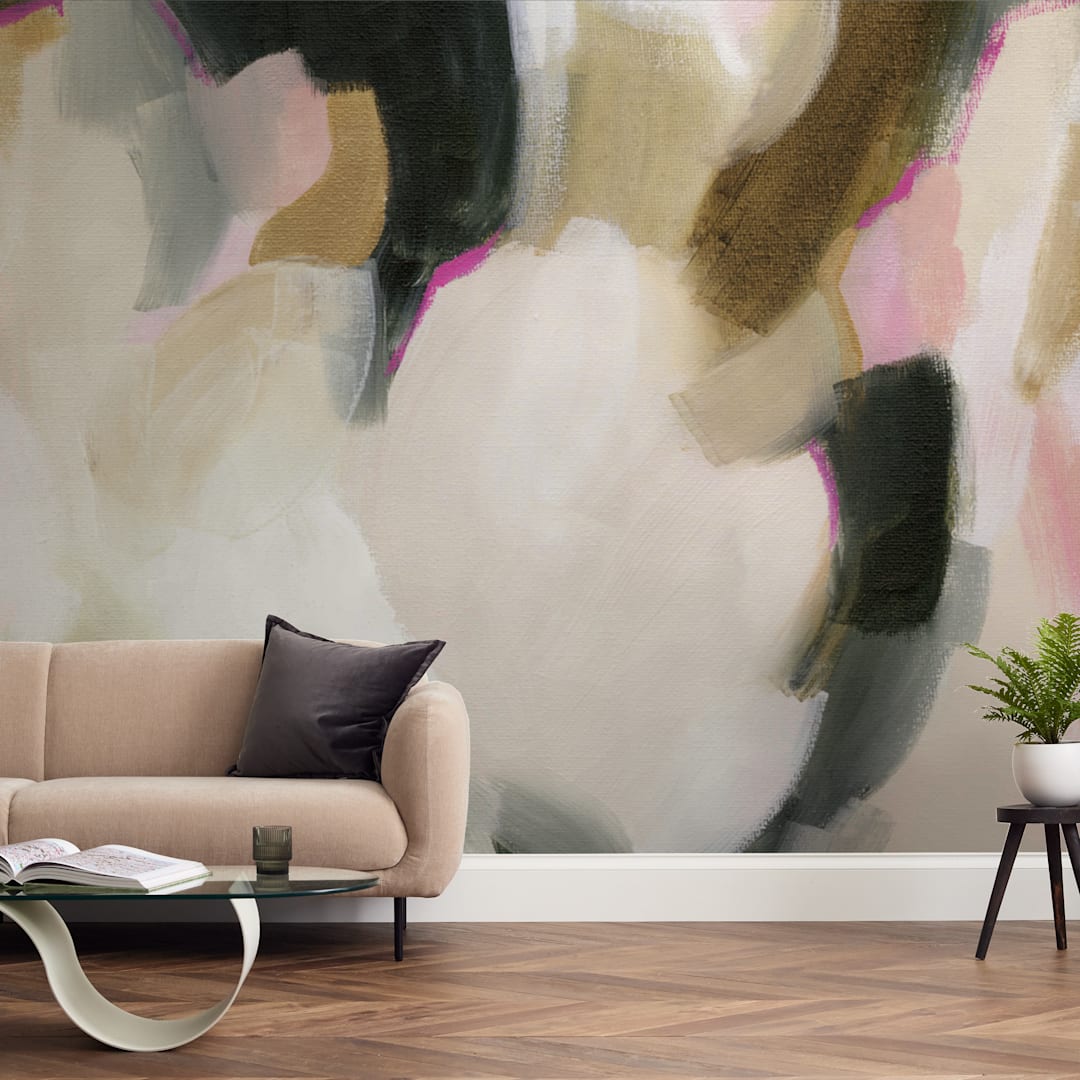 "Lush Composition" - Wall Mural in White by Melanie Severin - In a Room