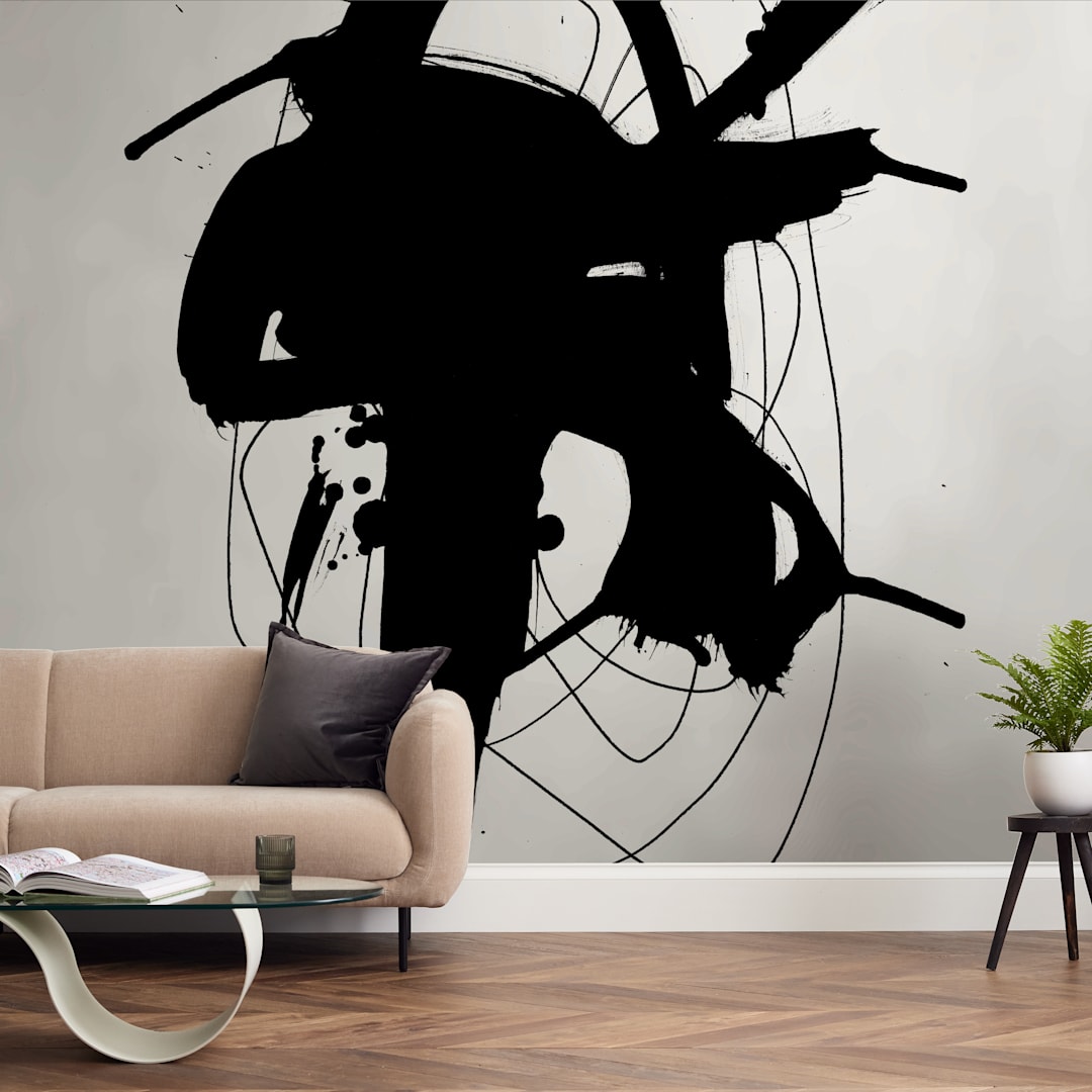 "synapse" - Wall Mural in charcoal by Ilana Greenberg - In a Room