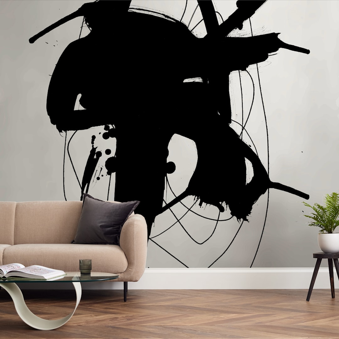 "synapse" - Wall Mural in charcoal by Ilana Greenberg - In a Room