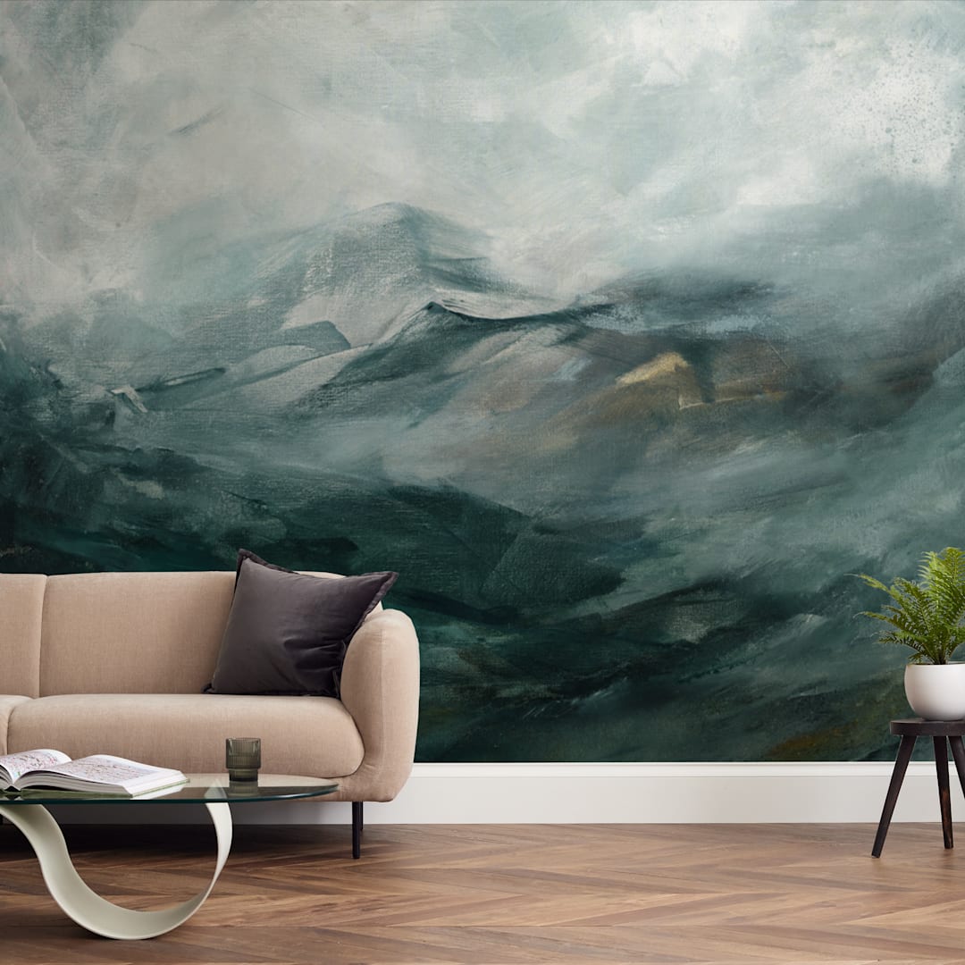 "Ice Canyon" - Wall Mural in Sea Green by Mya Bessette - In a Room