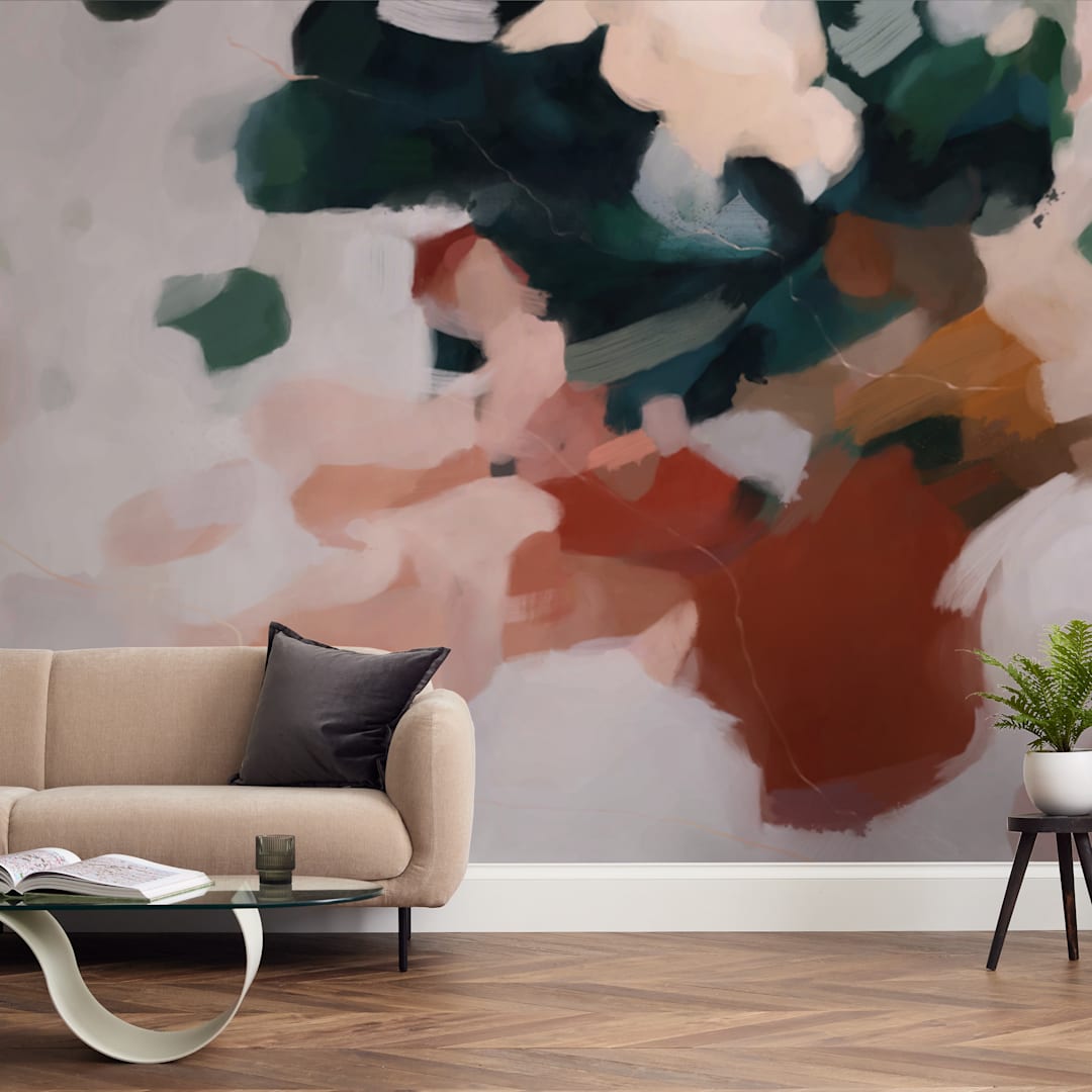 "Otonio" - Wall Mural in Blush by Parima Studio - In a Room