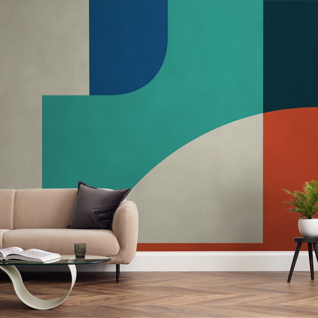 "Red Sun" - Wall Mural in Ruby Red by Jennifer Morehead - In a Room