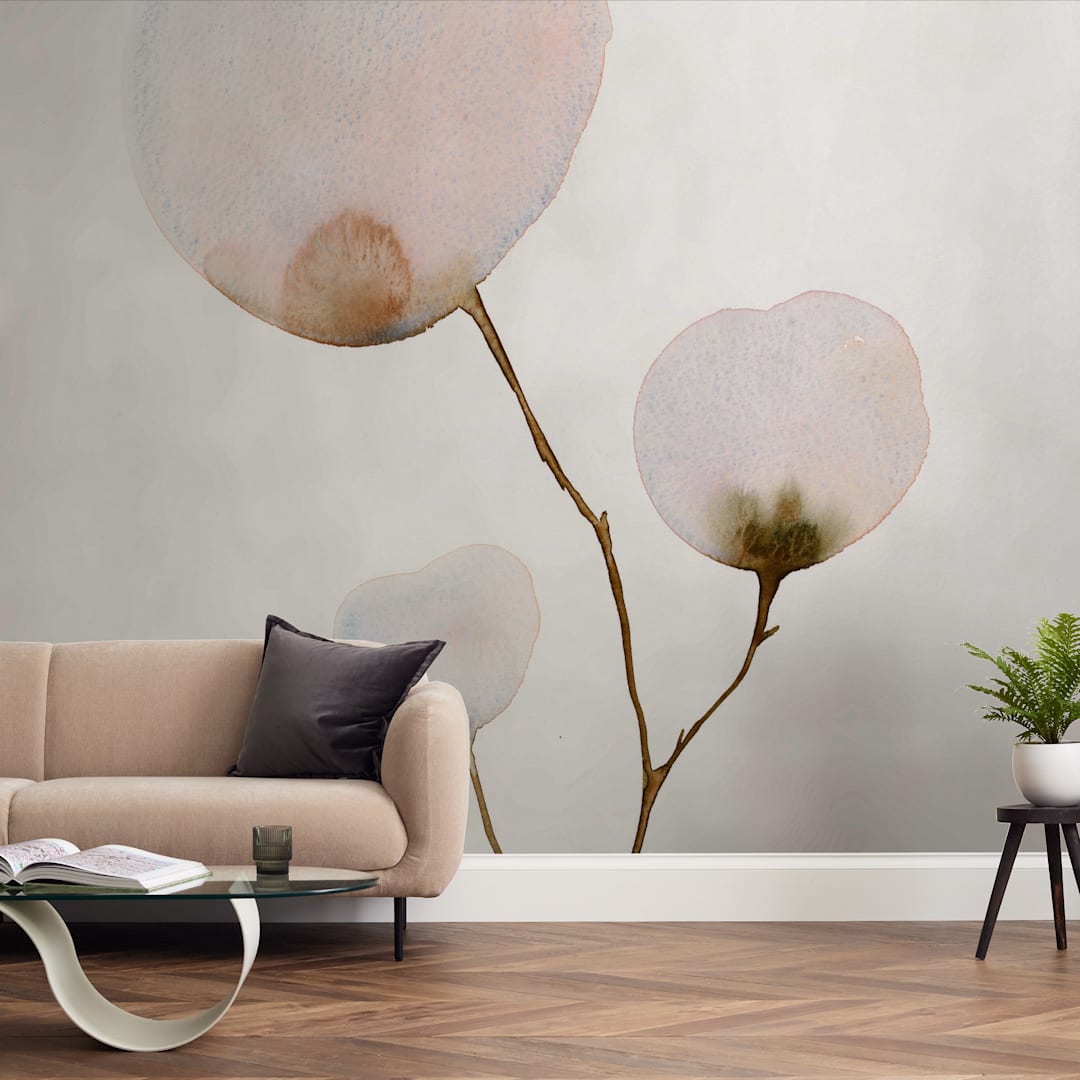 "Mokuren03" - Wall Mural in Pale Pink by jinseikou - In a Room