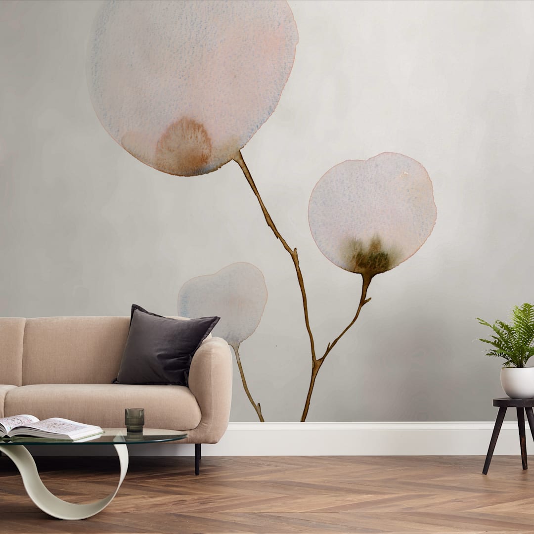 "Mokuren03" - Wall Mural in Pale Pink by jinseikou - In a Room