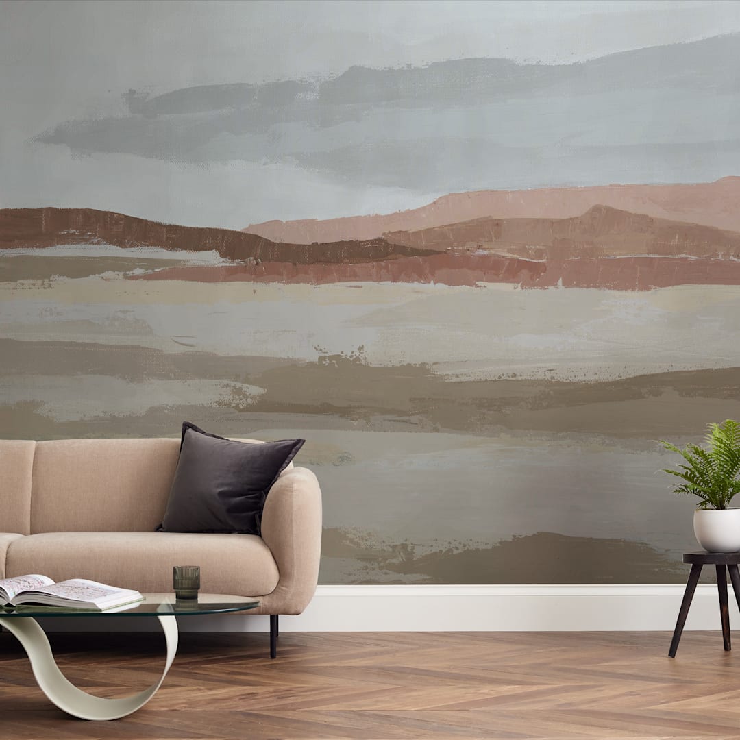 "Blushing Expanse" - Wall Mural in Sand by Kati Ramer - In a Room