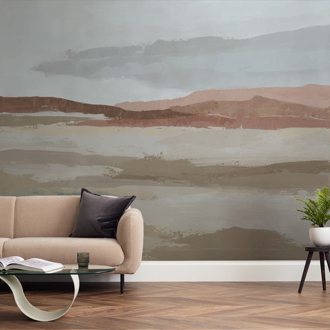"Blushing Expanse" - Wall Mural in Sand by Kati Ramer - In a Room