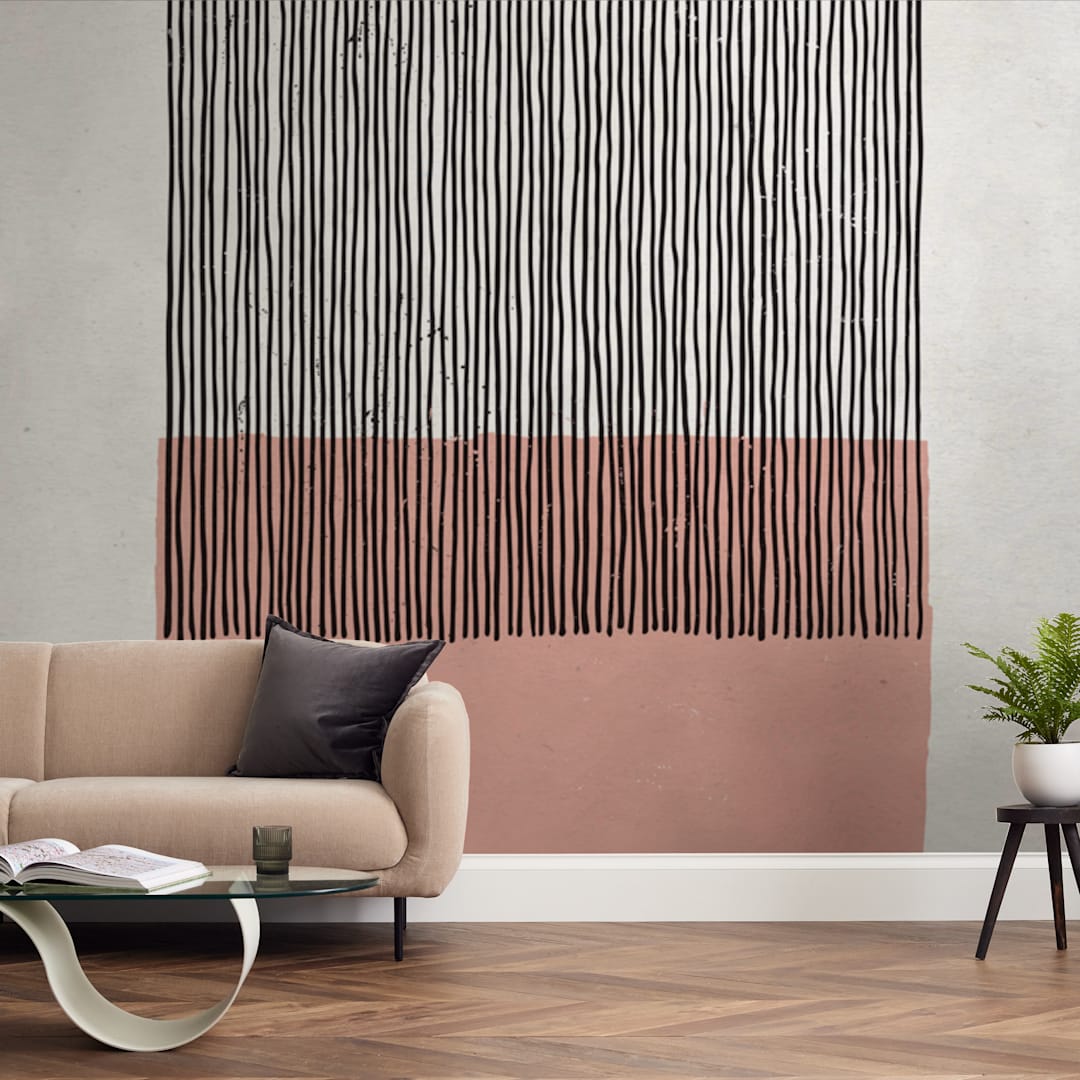 "Color Streak" - Wall Mural in Peach by Kiersten Garner - In a Room