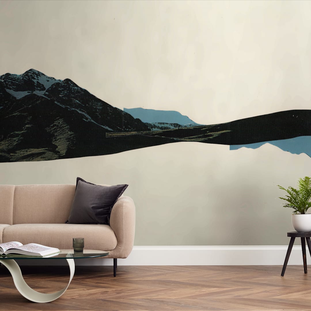 "Spliced Landscape 1" - Wall Mural in Blue Topaz by Melinda Laszczynski - In a Room
