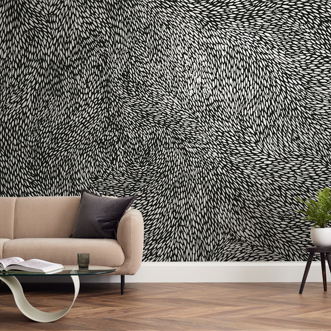 "10,000 Grains" - Wall Mural in Black and White by Bryn Wears-Fitipaldi - In a Room