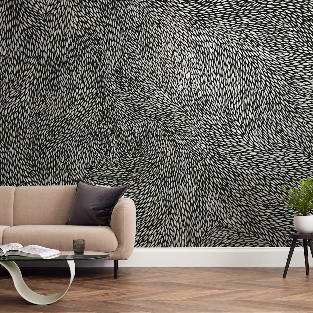 "10,000 Grains" - Wall Mural in Black and White by Bryn Wears-Fitipaldi - In a Room