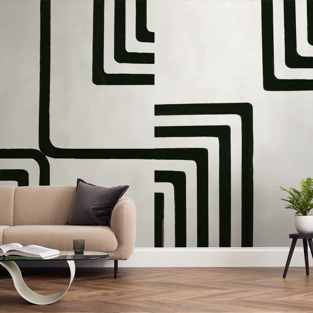 "Edges" - Wall Mural in charcoal by Bethania Lima - In a Room