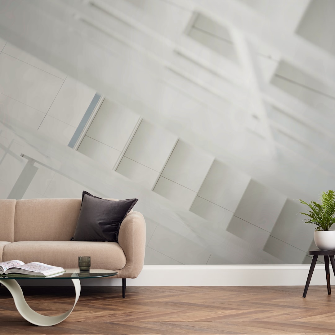 "Bright Stairway" - Wall Mural in Snowy White by Ilze Lucero - In a Room