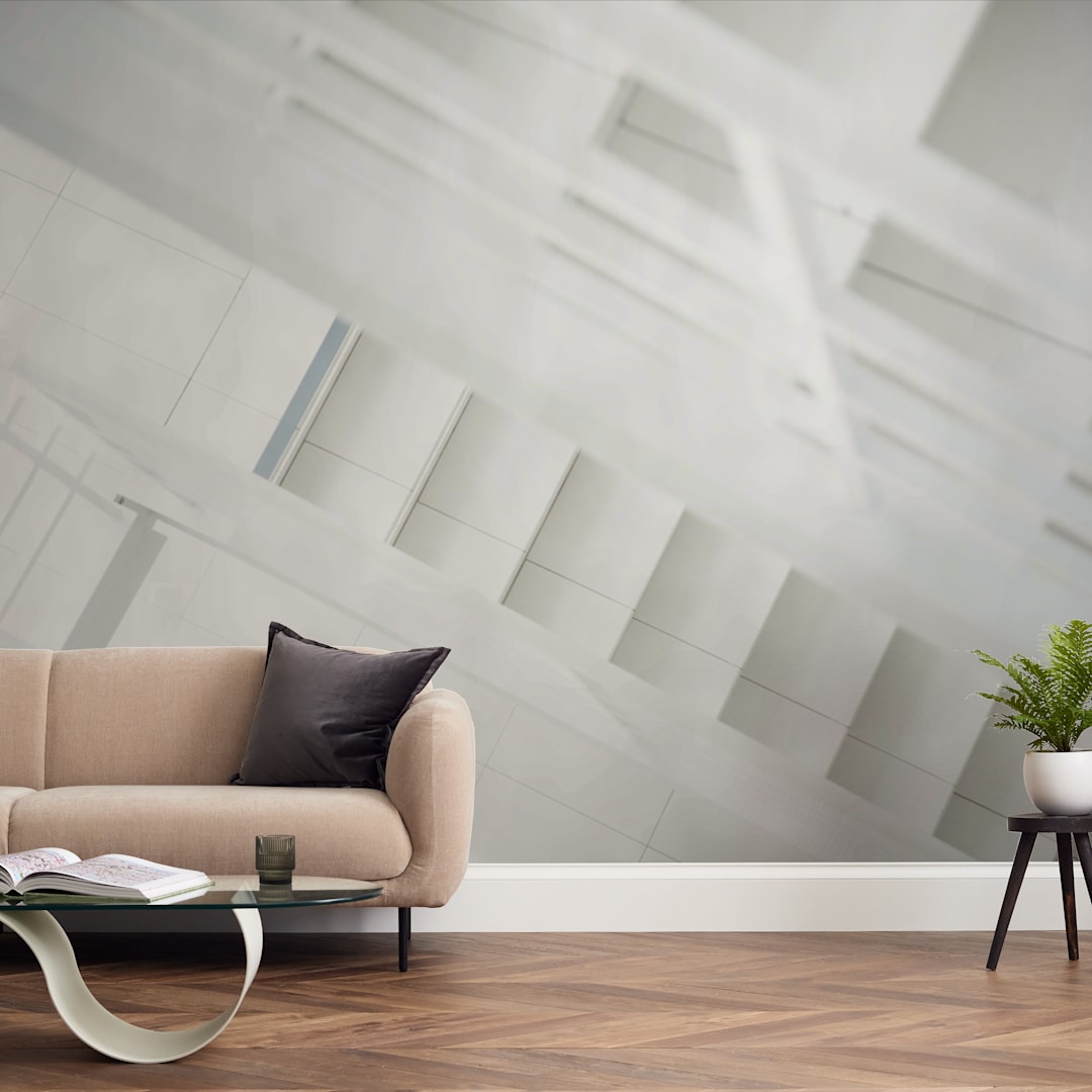 "Bright Stairway" - Wall Mural in Snowy White by Ilze Lucero - In a Room