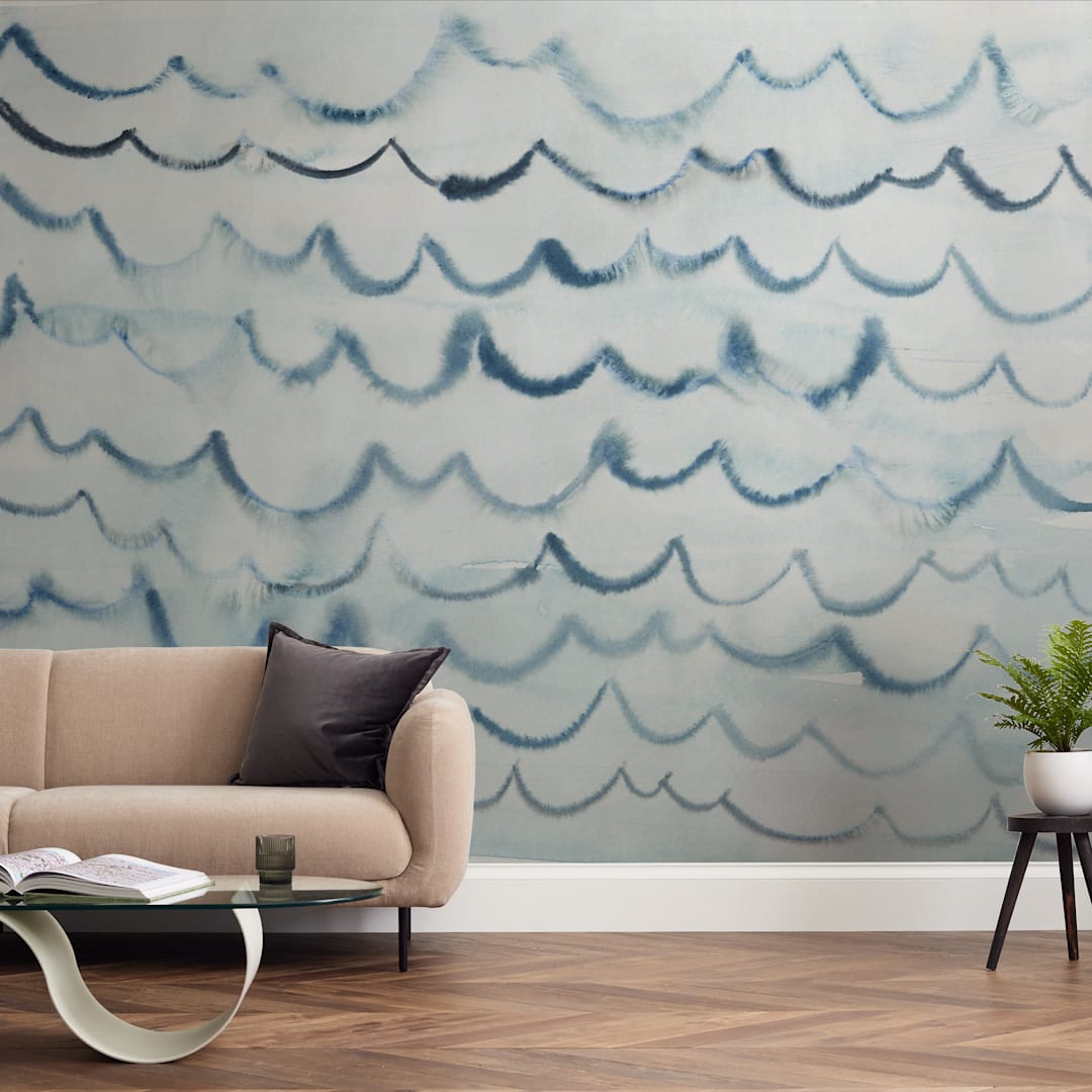 "waves" - Wall Mural in Smoke by Kelly Witmer - In a Room