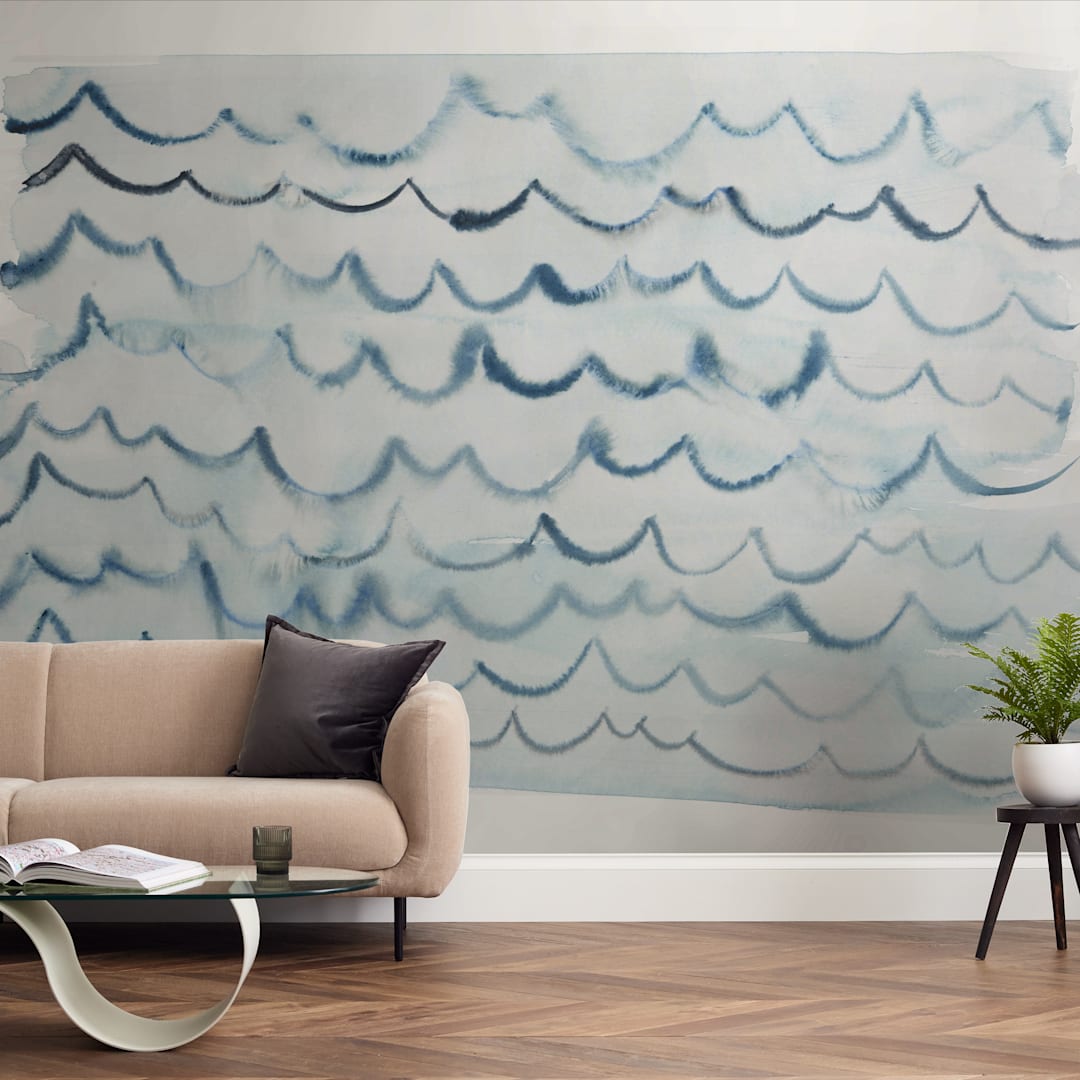 "waves" - Wall Mural in Smoke by Kelly Witmer - In a Room