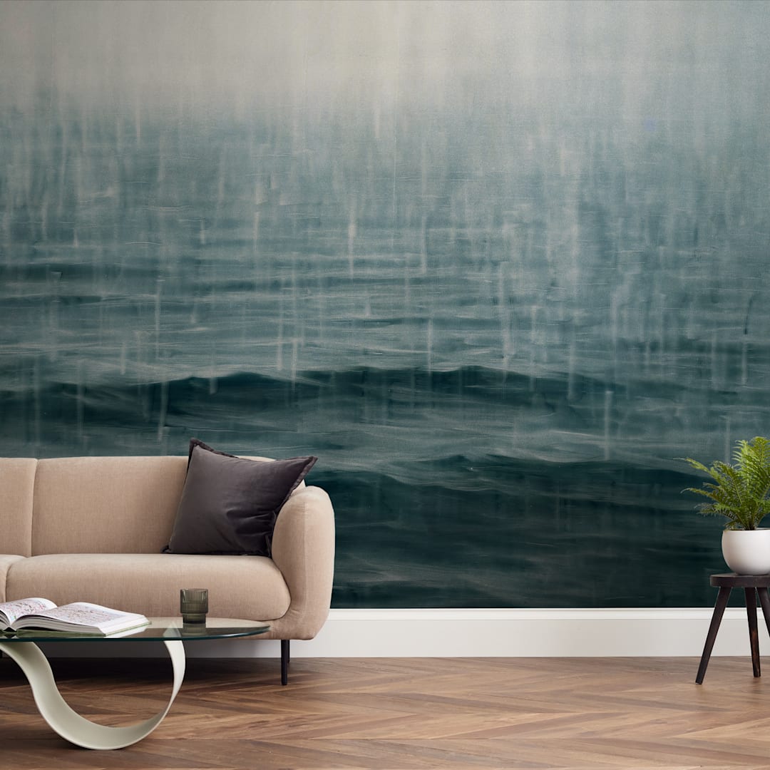 "Snows of Pend Oreille" - Wall Mural in Navy by Brian Sostrom - In a Room
