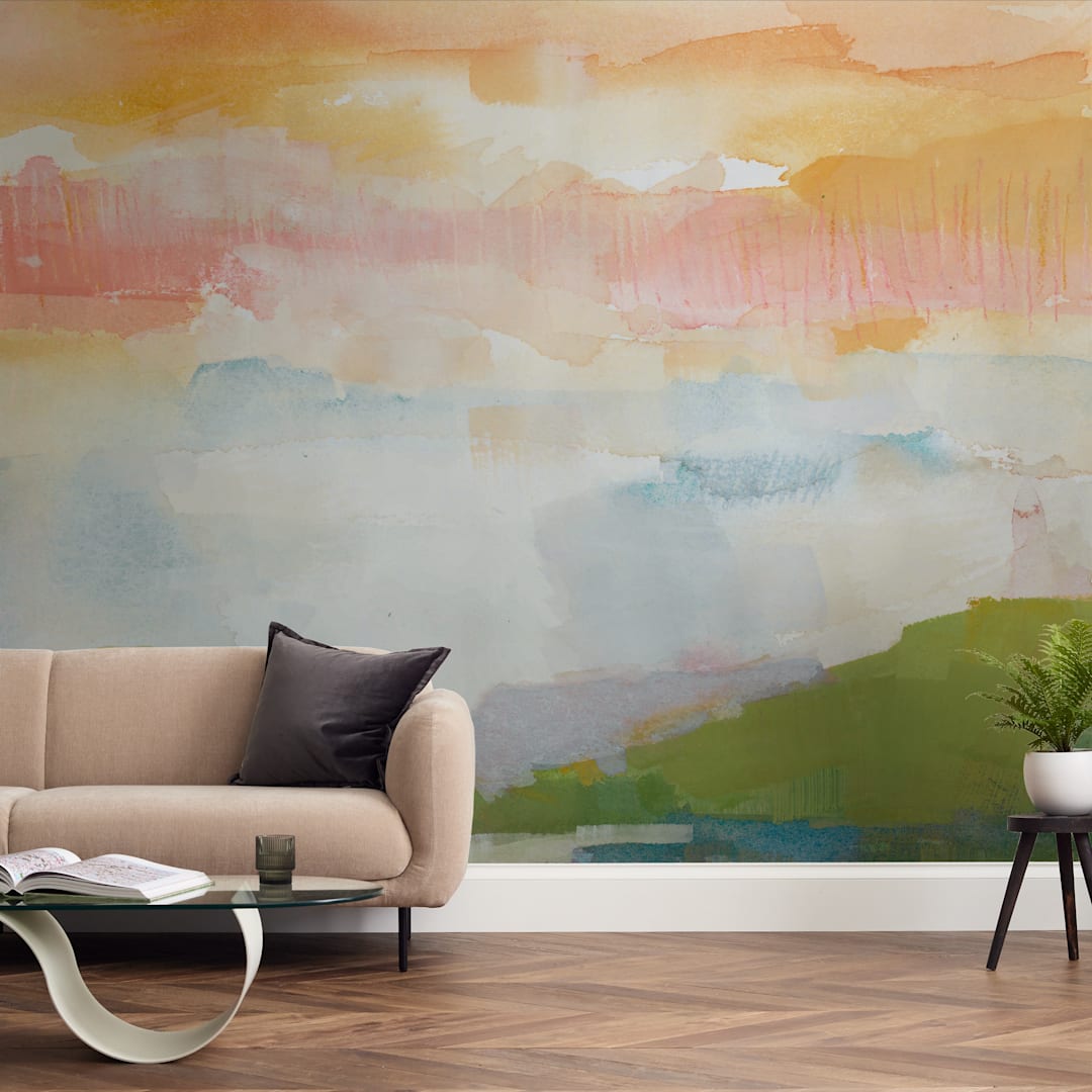 "Leaving Ojai" - Wall Mural in Sunset by sue prue - In a Room