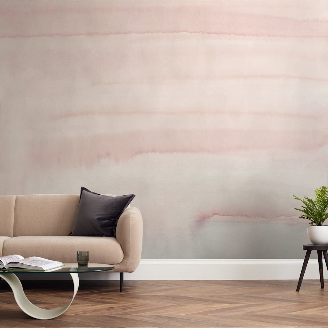"Cascading Sky" - Wall Mural in Pink by Little Valley Studio - In a Room