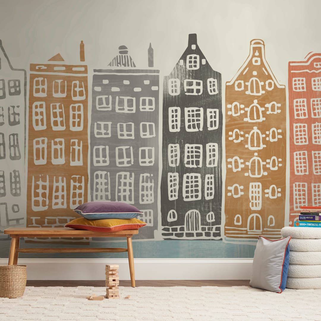 "On the Canal" - Wall Mural in Neutral by Griffinbell Paper Co. - In a Room