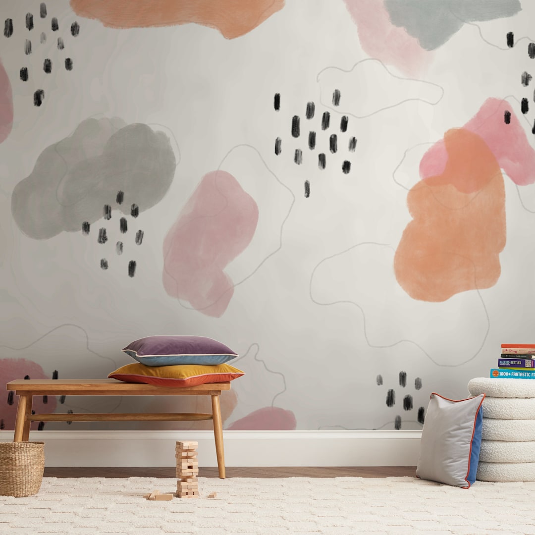 "Speckled" - Wall Mural in White by JoAnn Jinks - In a Room