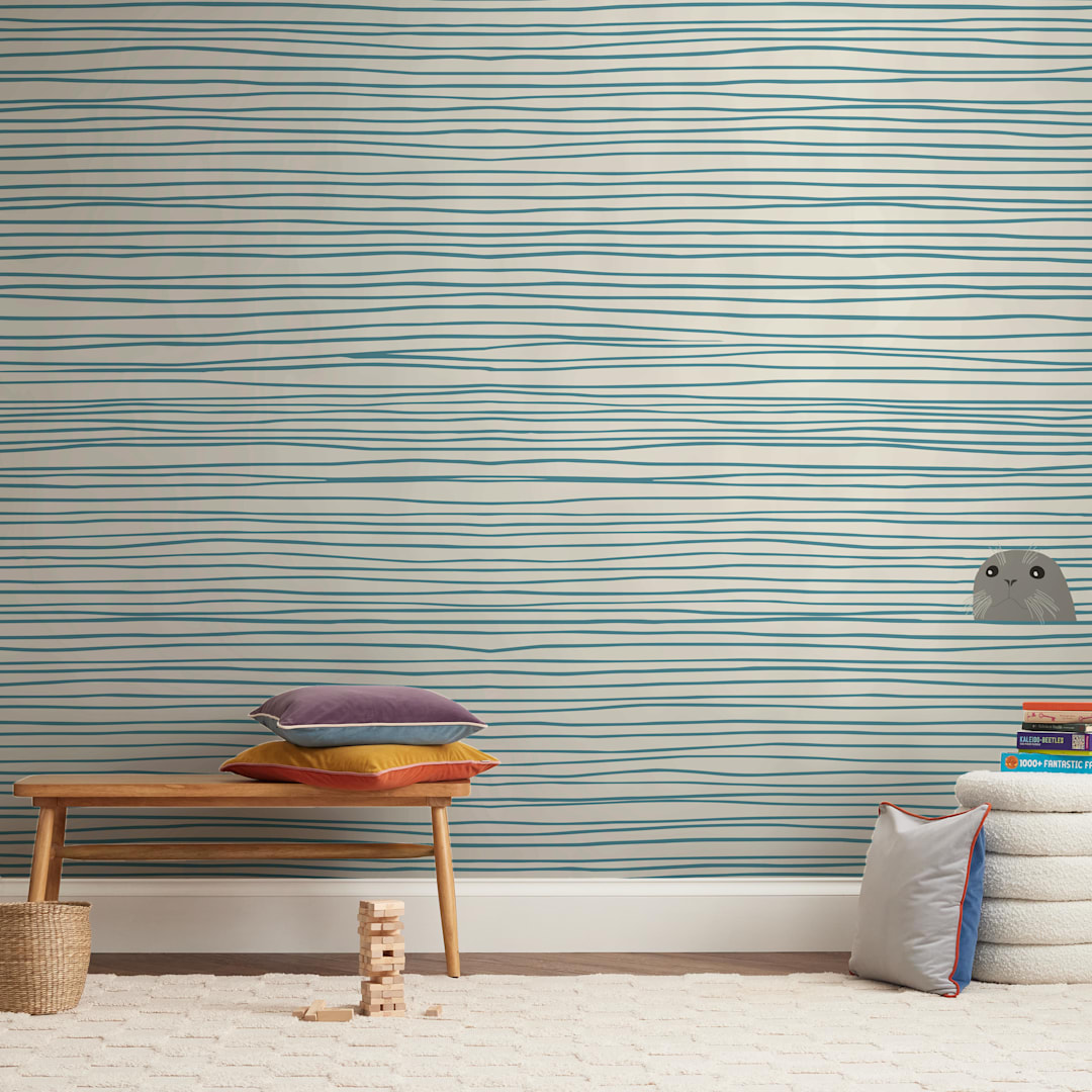 "Seal" - Wall Mural in Cream by Jorey Hurley - In a Room