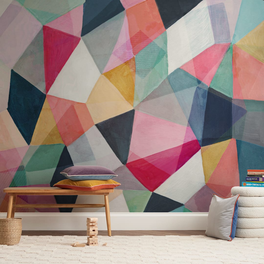 "Kaleidoscope No.1" - Wall Mural in Coral by Hooray Creative - In a Room