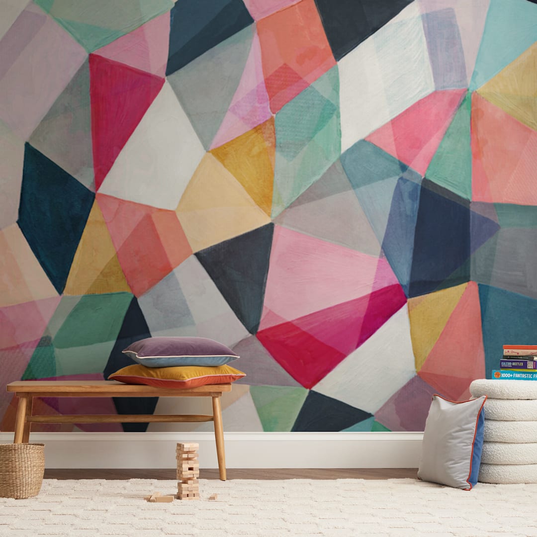 "Kaleidoscope No.1" - Wall Mural in Coral by Hooray Creative - In a Room