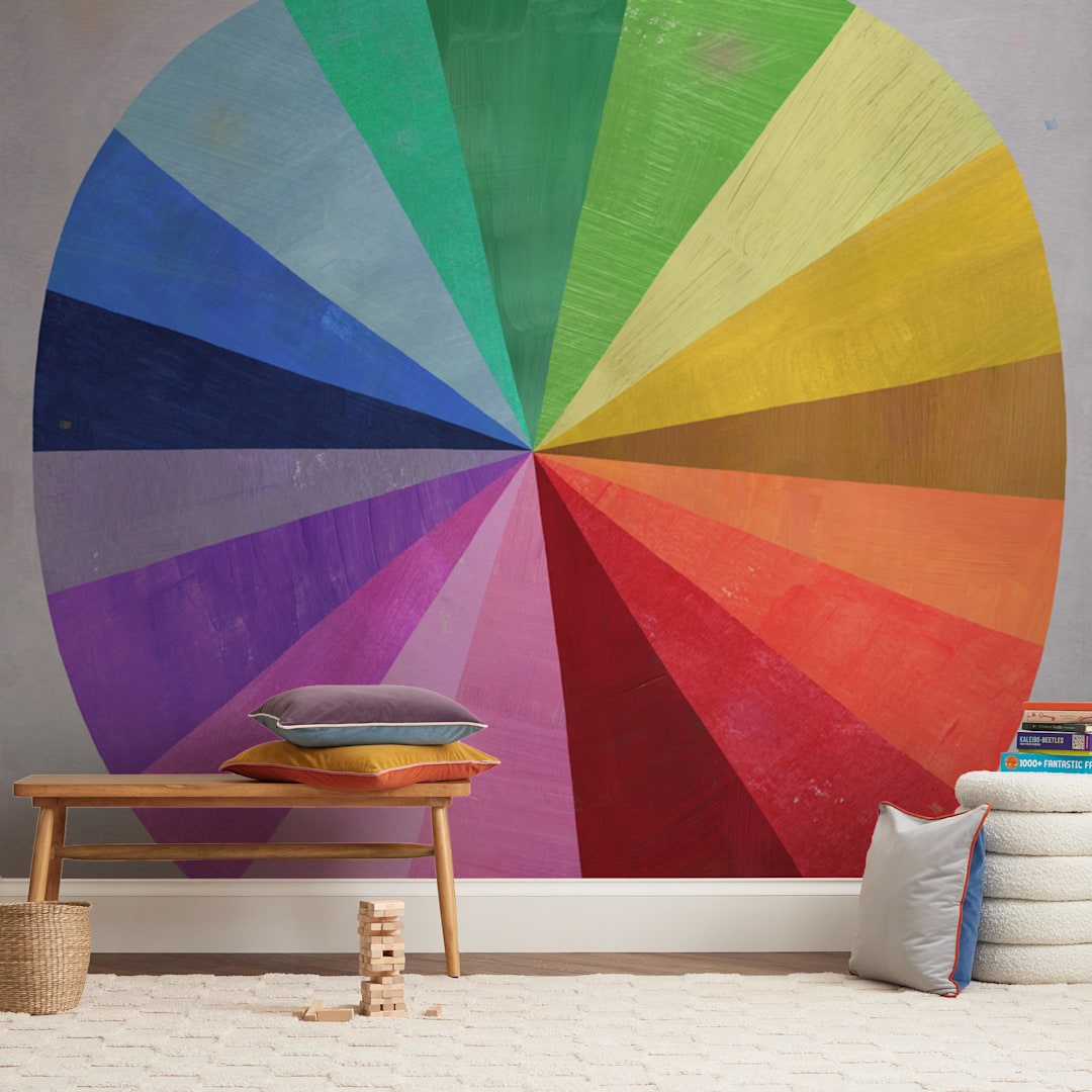 "Color Wheel" - Wall Mural in Rainbow by melanie mikecz - In a Room
