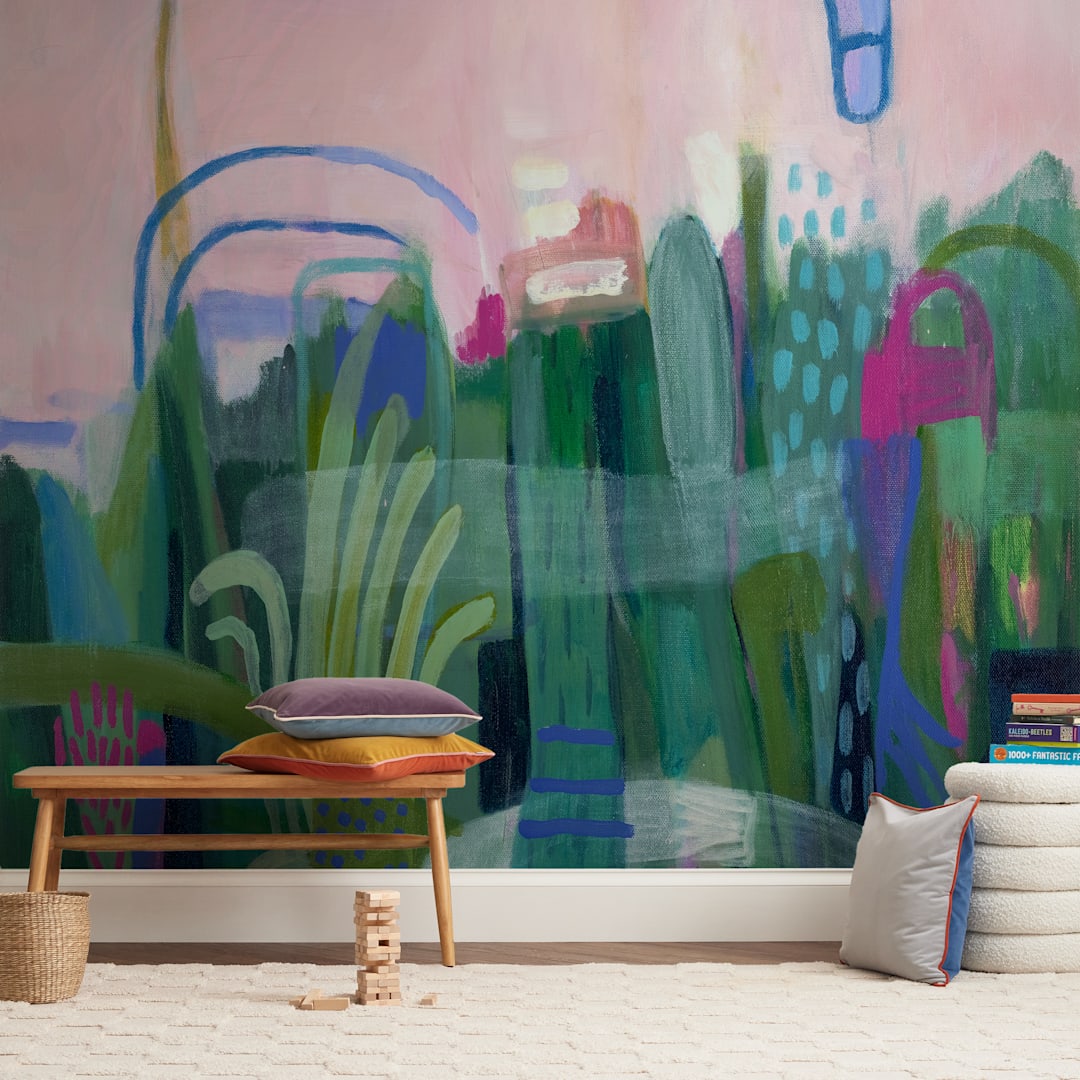 "Feel So Fine" - Wall Mural in White by Sarina Diakos - In a Room