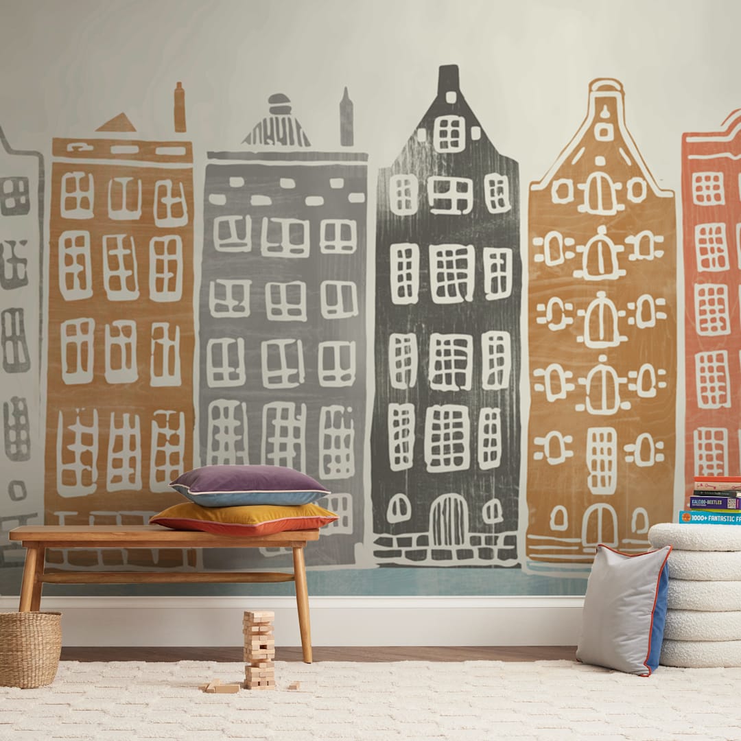 "On the Canal" - Wall Mural in Neutral by Griffinbell Paper Co. - In a Room
