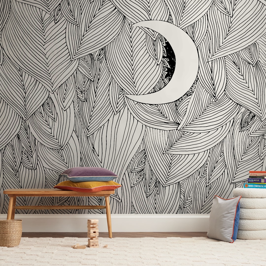 "Peek A Boo" - Wall Mural in White by Helen H Wu - In a Room