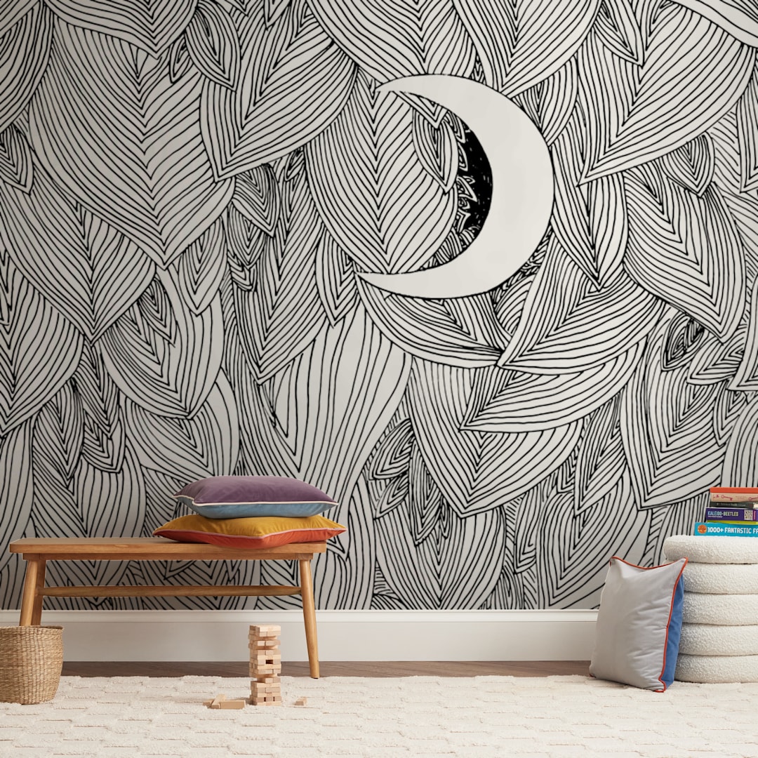 "Peek A Boo" - Wall Mural in White by Helen H Wu - In a Room