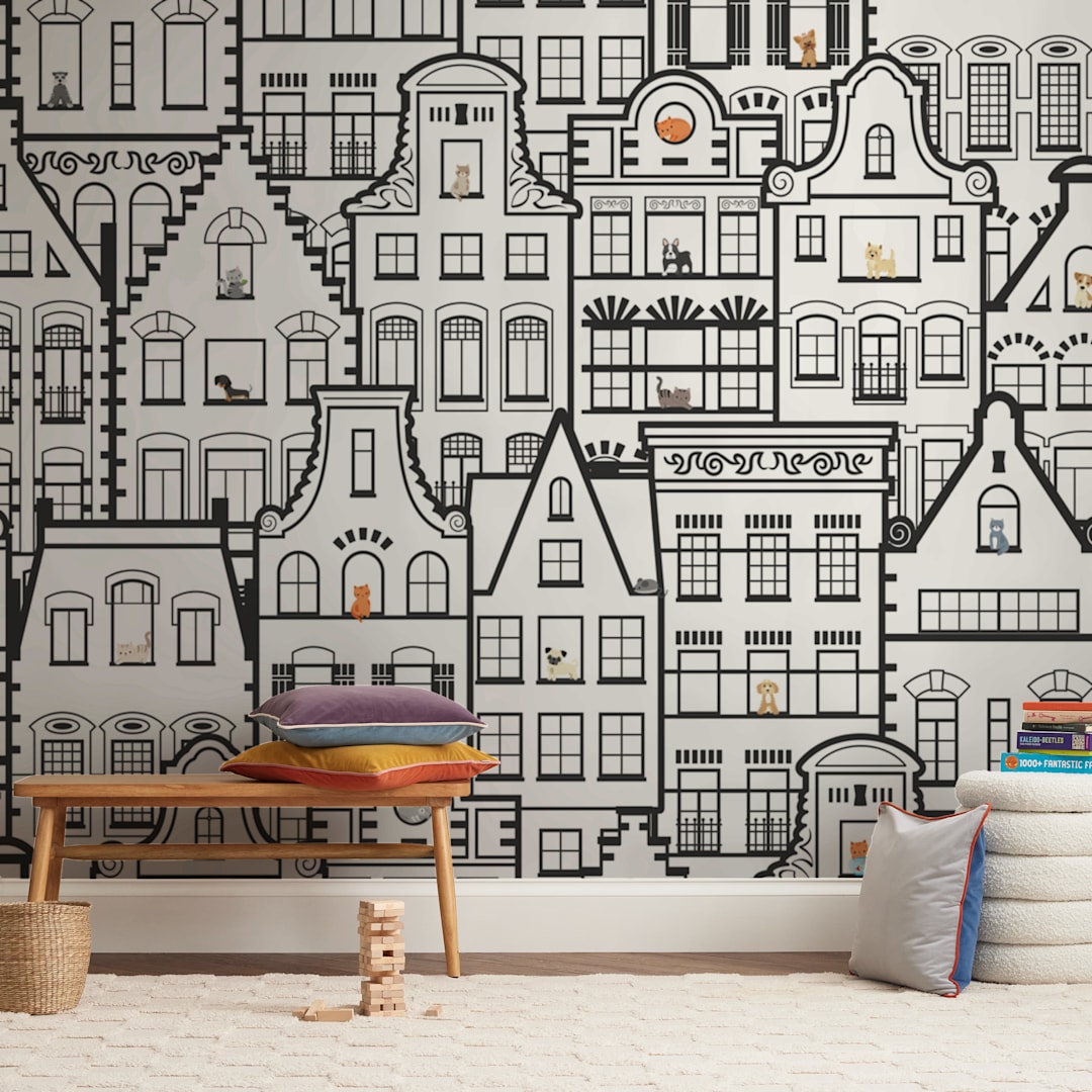 "Waiting For You" - Wall Mural in White by Heather Young Art - In a Room