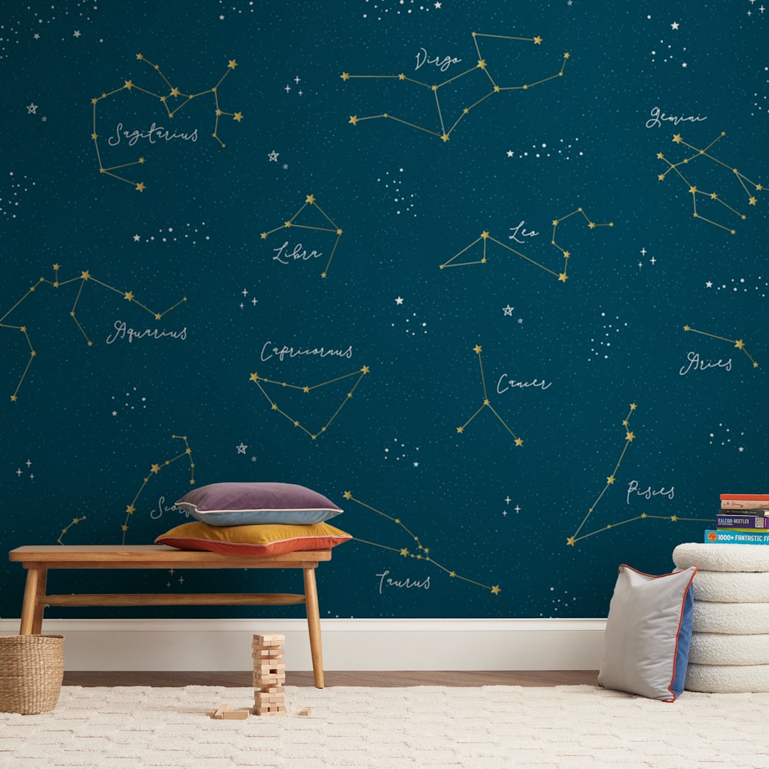 "Celestial" - Wall Mural in White by Erica Krystek - In a Room
