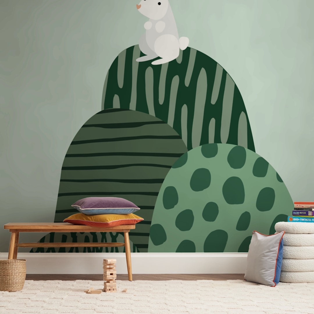 "Bunny" - Wall Mural in White by Megan Monismith - In a Room