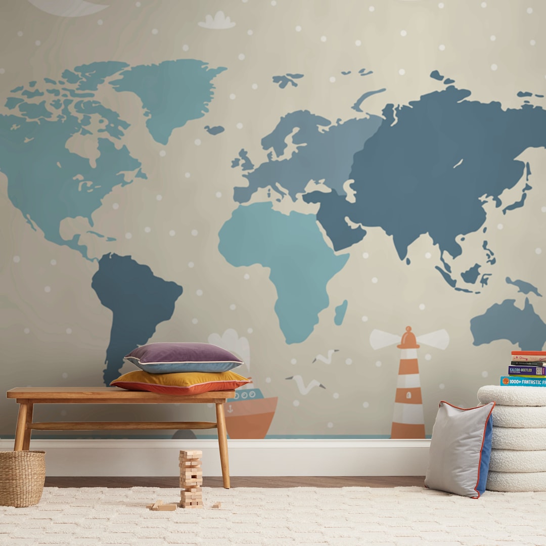 "Globe" - Wall Mural in White by amanda lawrence - In a Room