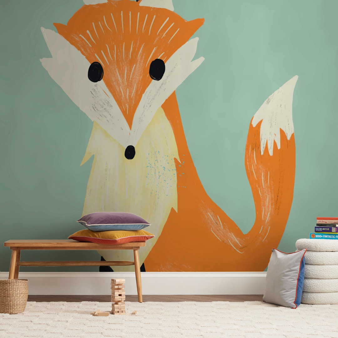 "i am foxy" - Wall Mural in White by frances mathys - In a Room