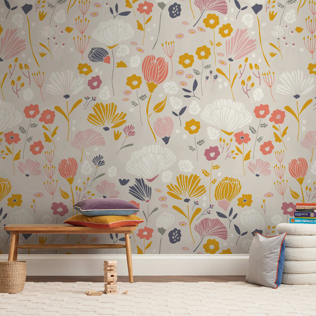 "Glad Garden" - Wall Mural in Neutral by Kiersten Garner - In a Room
