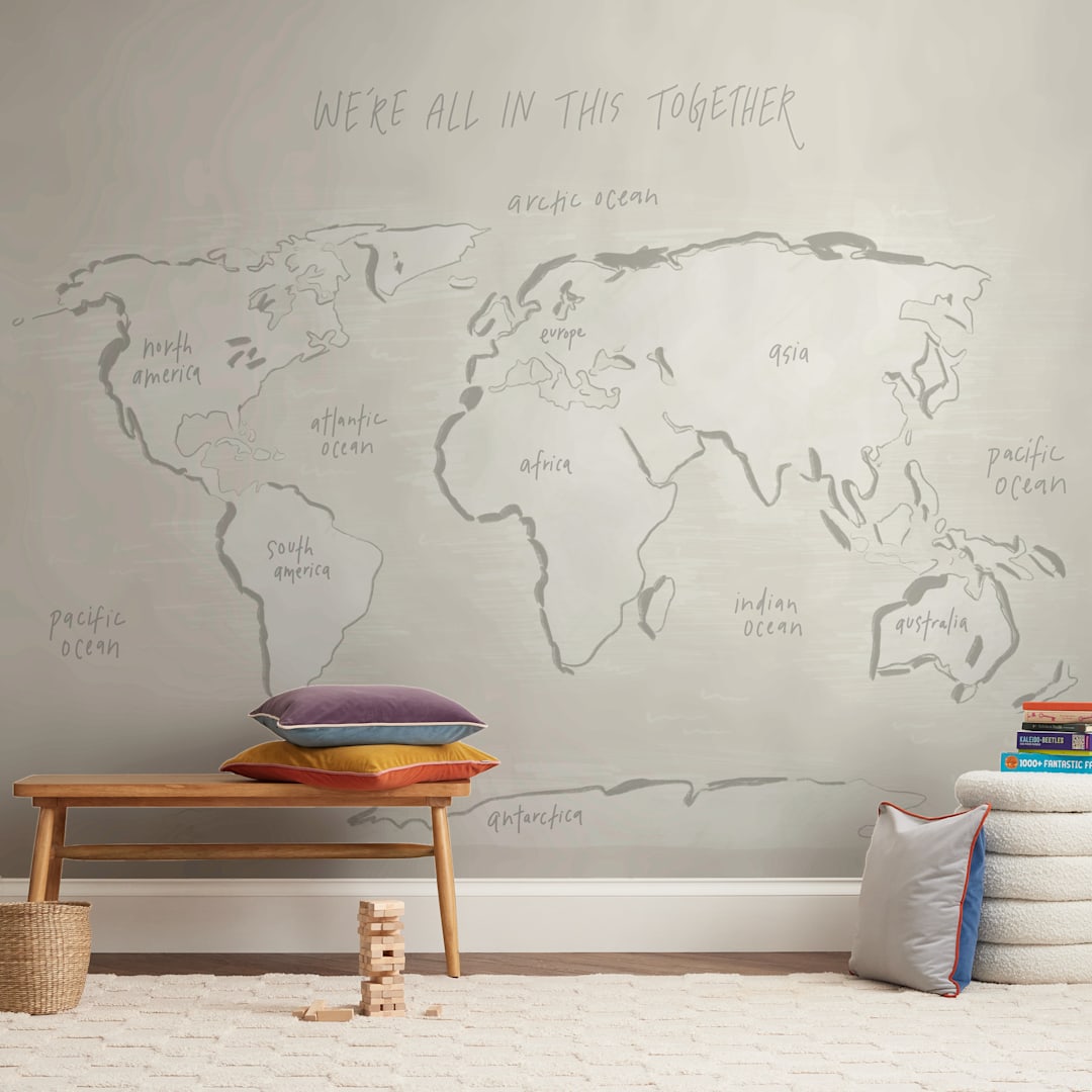 "Together" - Wall Mural in White by Krissy Bengtson - In a Room
