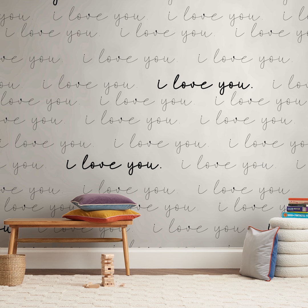 "Infinite Love" - Wall Mural in White by Katrina Lindhorst - In a Room