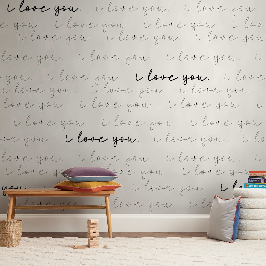 "Infinite Love" - Wall Mural in White by Katrina Lindhorst - In a Room