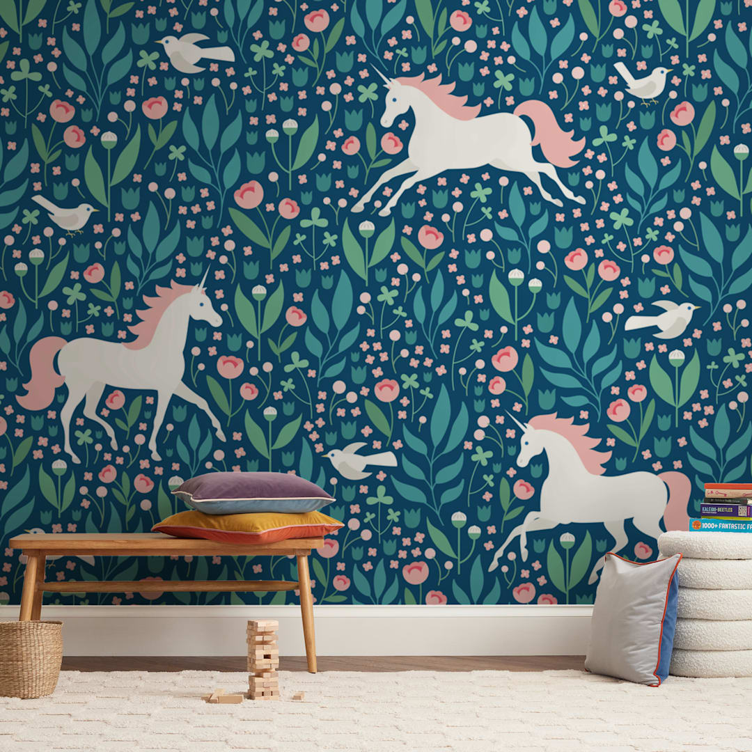 "Magical Garden" - Wall Mural in White by Brandy Folse - In a Room