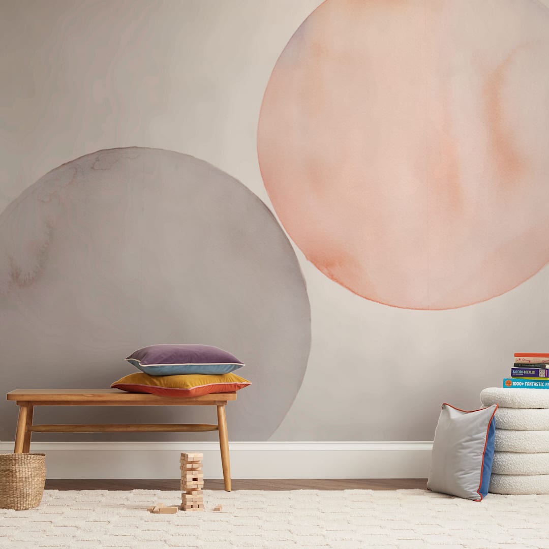 "Glow 01" - Wall Mural in Orange Creamsicle by jinseikou - In a Room