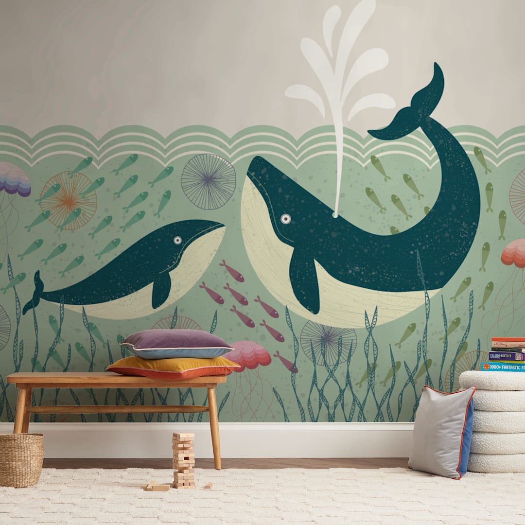 "Out at Sea" - Wall Mural in Sea by Rebecca Humphreys - In a Room