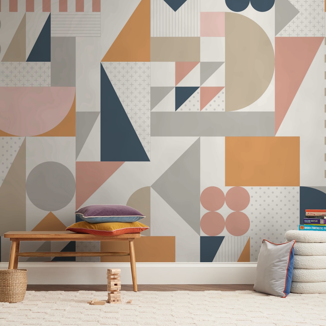 "Pattern Play" - Wall Mural in White by Jennifer Morehead - In a Room