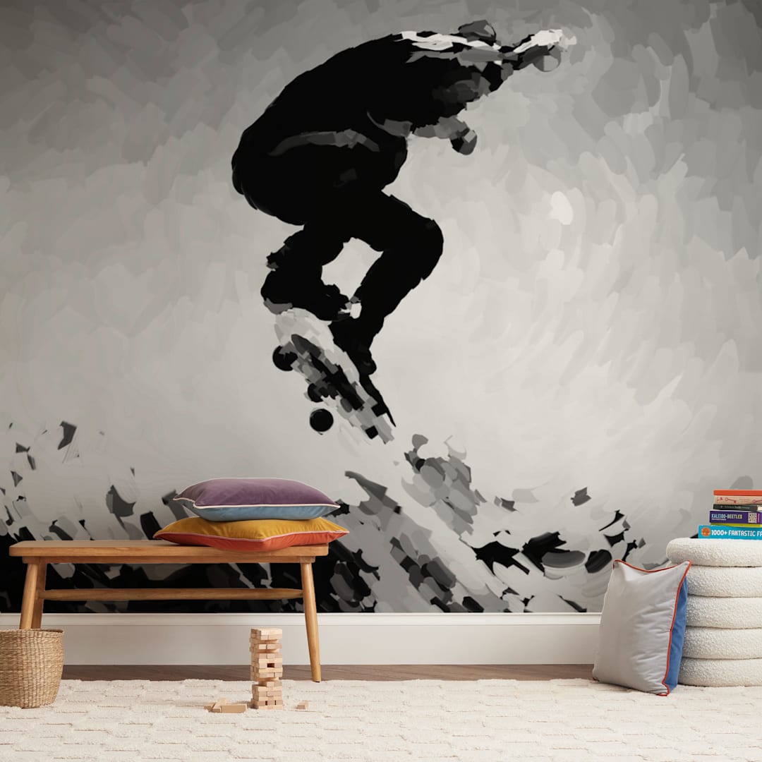 "Get Air 2" - Wall Mural in Black & White by Amy Hall - In a Room