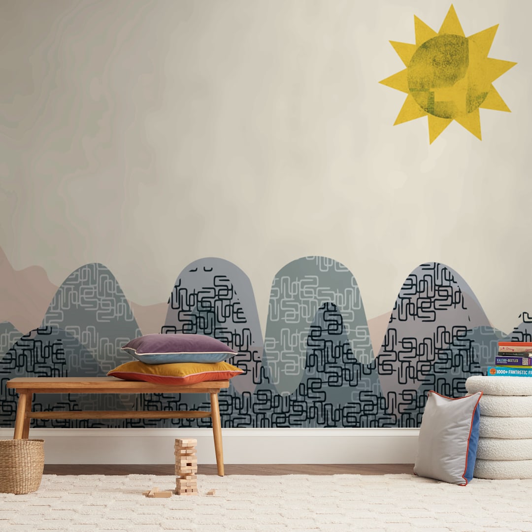 "Flexible and Funny" - Wall Mural in White by Bethania Lima - In a Room